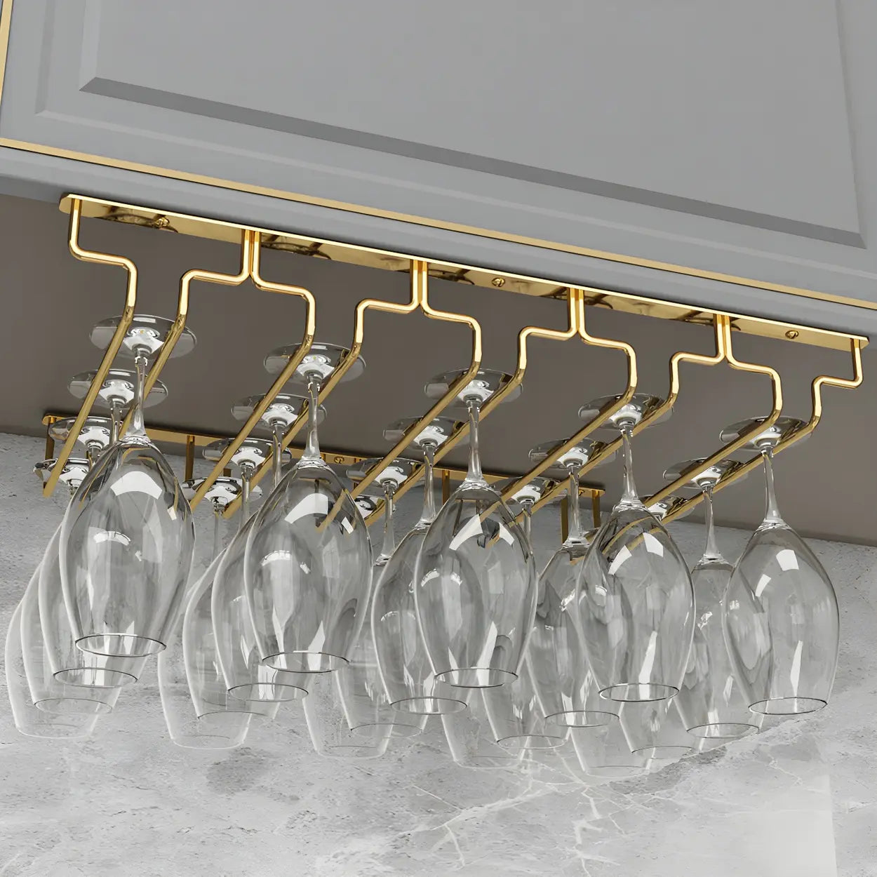 Gold Metal Hanging Wine Glass Rack