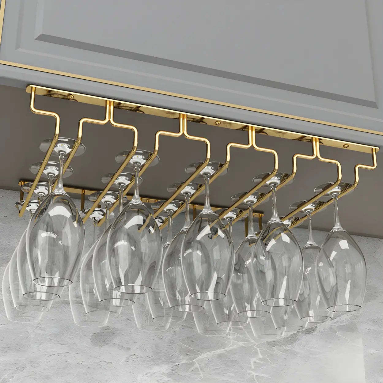 Gold Metal Hanging Wine Glass Rack