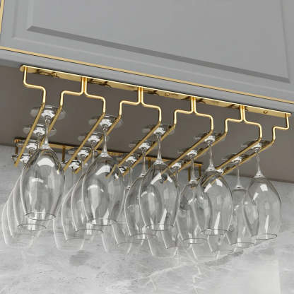 Gold Metal Hanging Wine Glass Rack