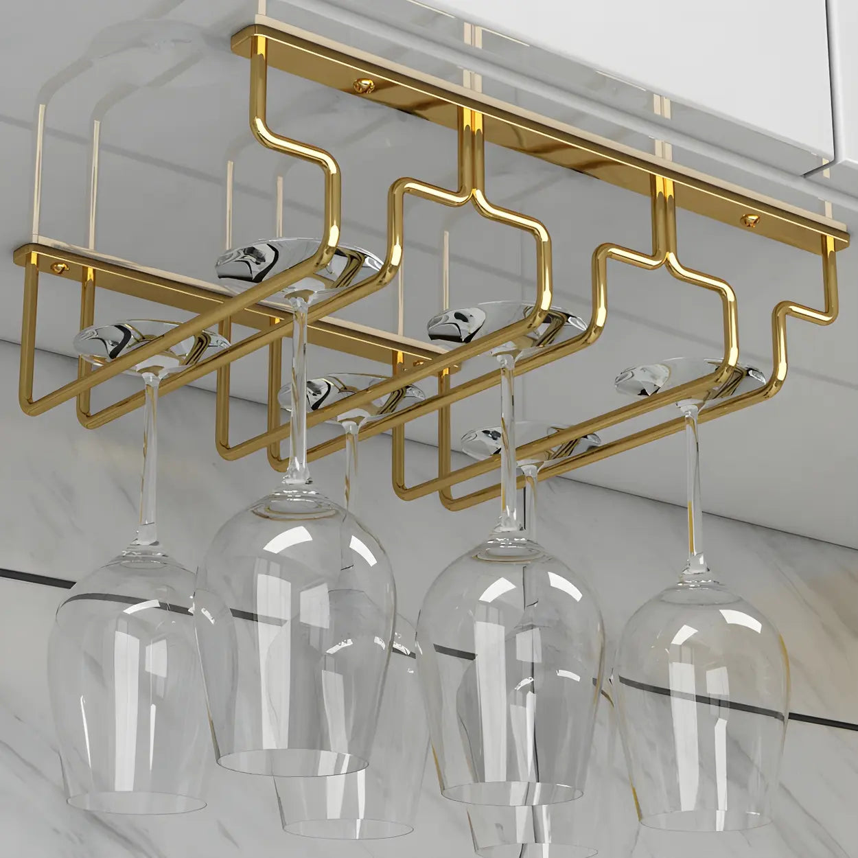 Gold Metal Hanging Wine Glass Rack