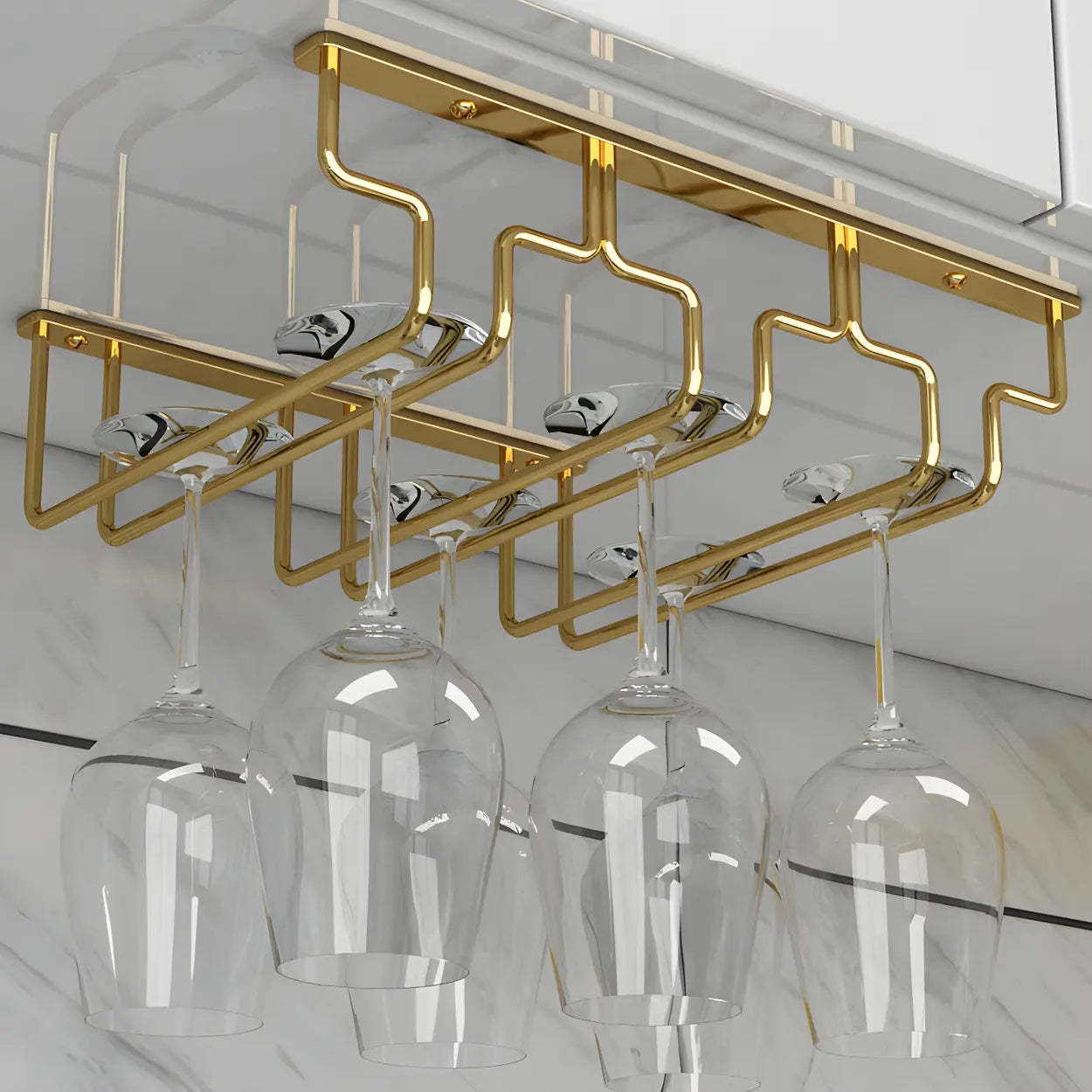 Gold Metal Hanging Wine Glass Rack