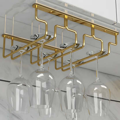 Gold Metal Hanging Wine Glass Rack