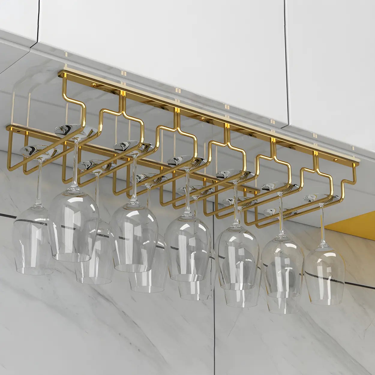 Gold Metal Hanging Wine Glass Rack