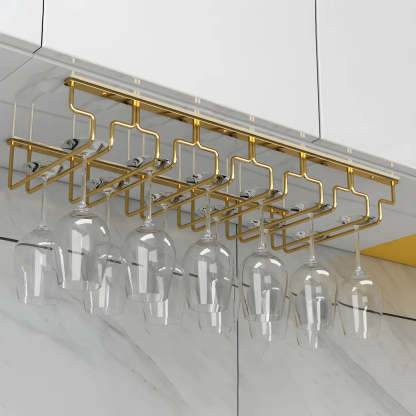 Gold Metal Hanging Wine Glass Rack