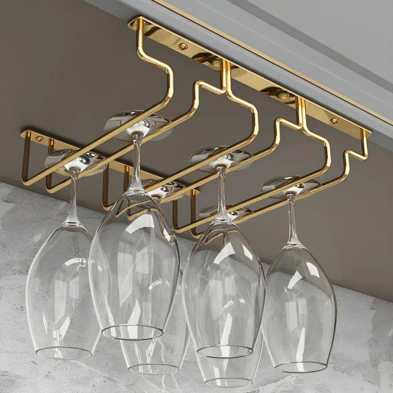 Gold Metal Hanging Wine Glass Rack — 1 Piece