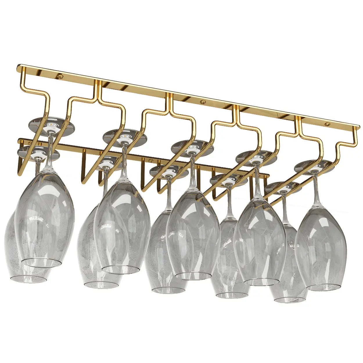 Gold Metal Hanging Wine Glass Rack