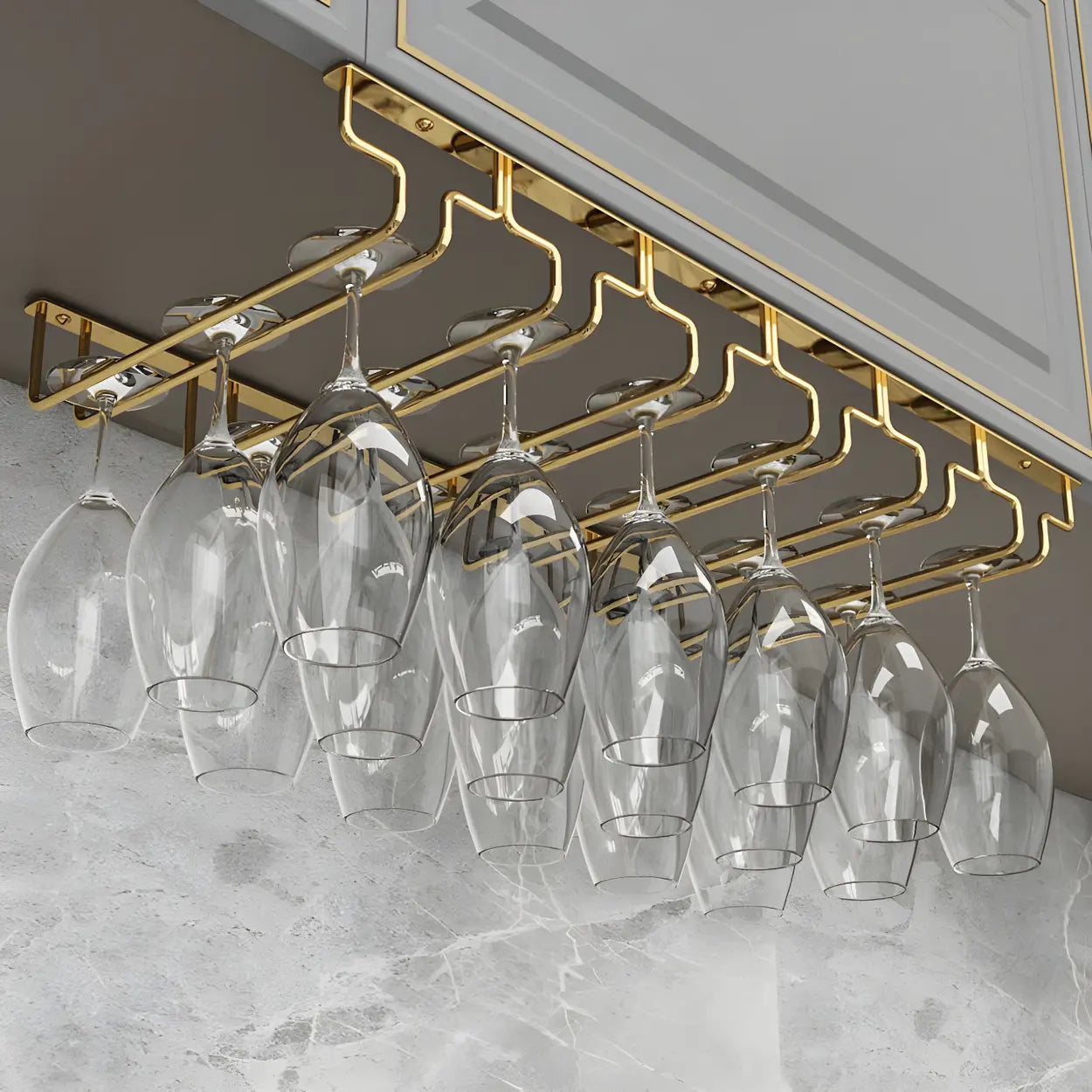 Gold Metal Hanging Wine Glass Rack