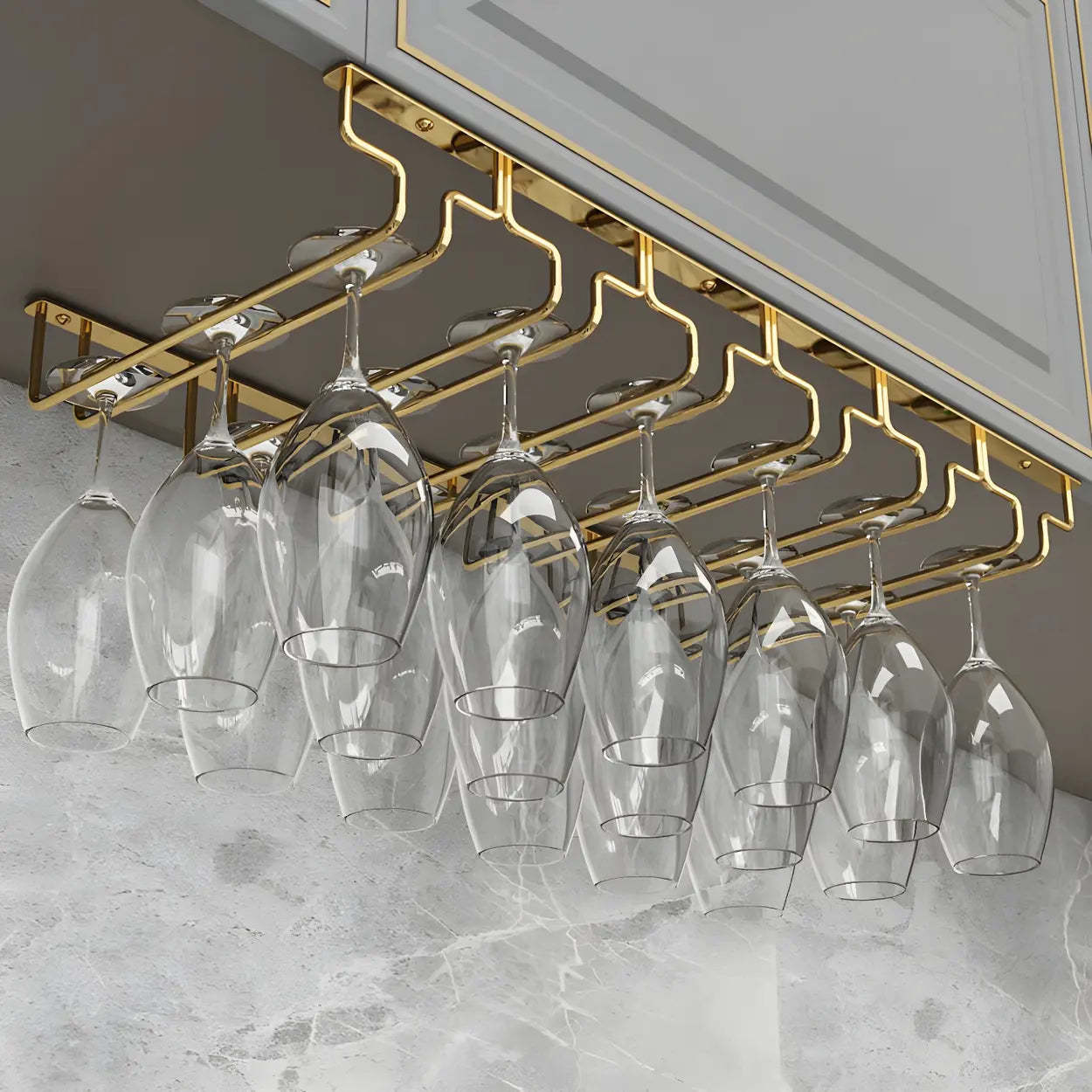 Gold Metal Hanging Wine Glass Rack