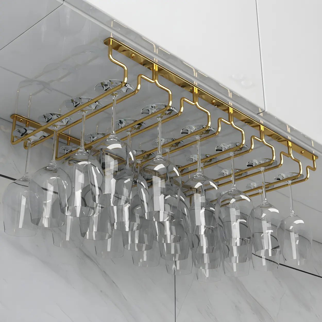 Gold Metal Hanging Wine Glass Rack