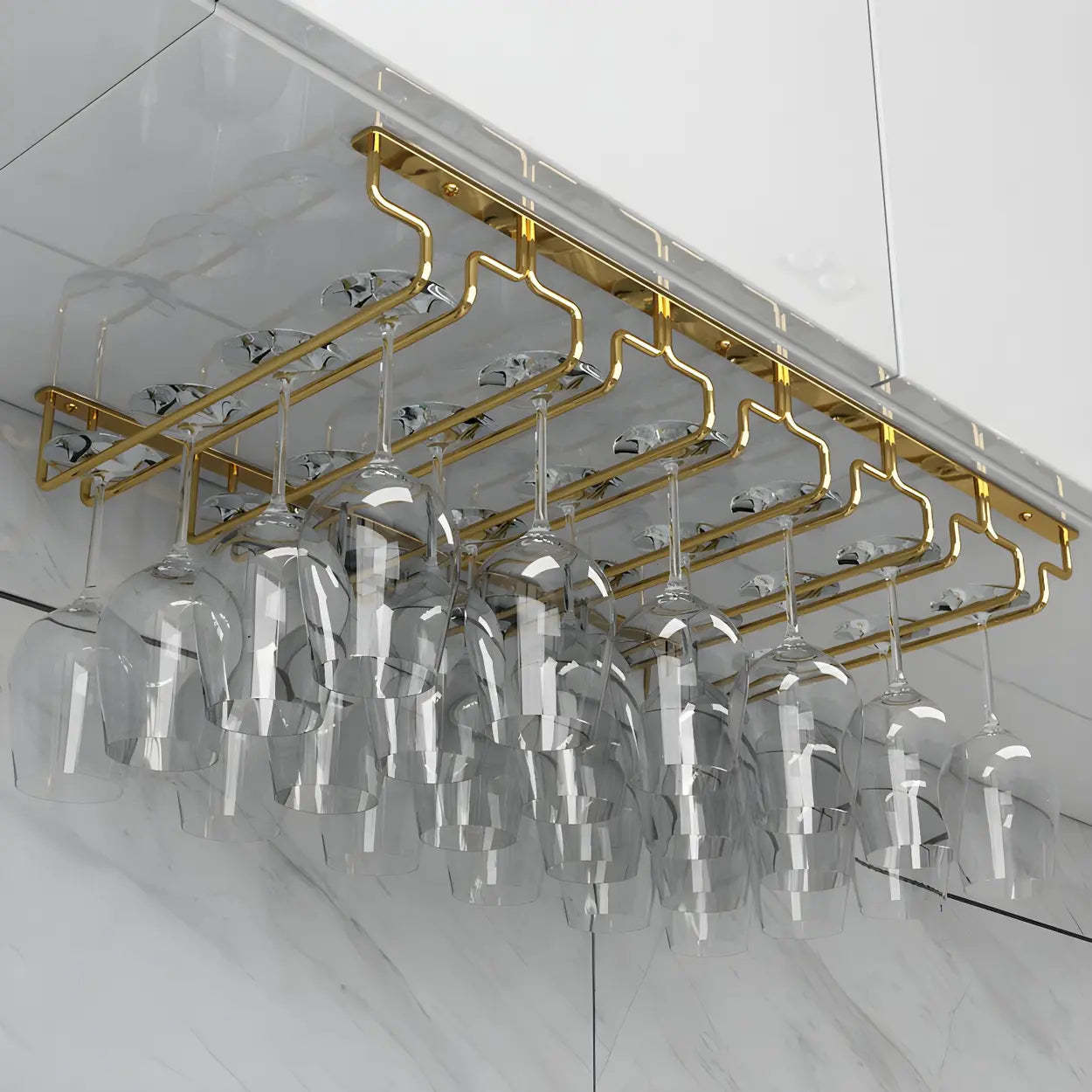 Gold Metal Hanging Wine Glass Rack