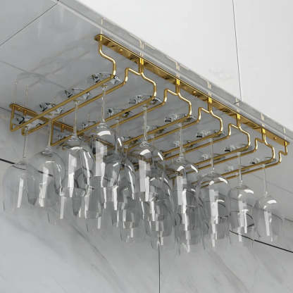Gold Metal Hanging Wine Glass Rack