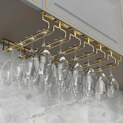 Gold Metal Hanging Wine Glass Rack