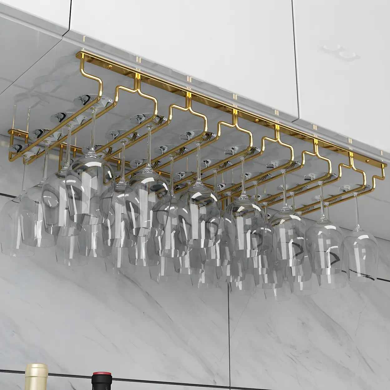 Gold Metal Hanging Wine Glass Rack