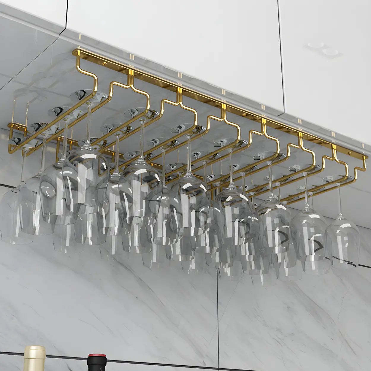 Gold Metal Hanging Wine Glass Rack