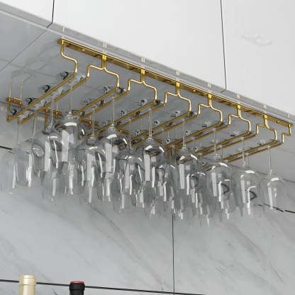 Gold Metal Hanging Wine Glass Rack