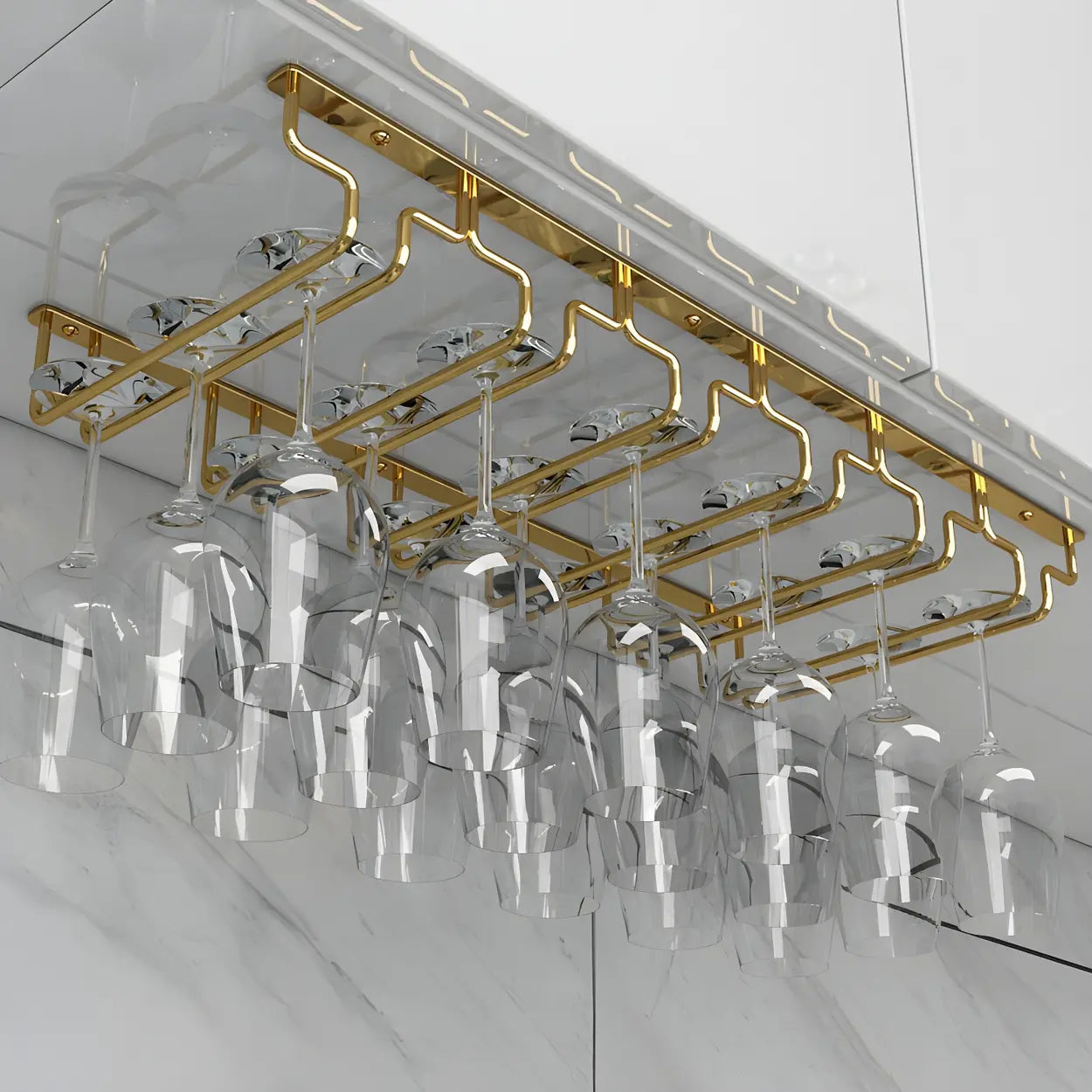 Gold Metal Hanging Wine Glass Rack