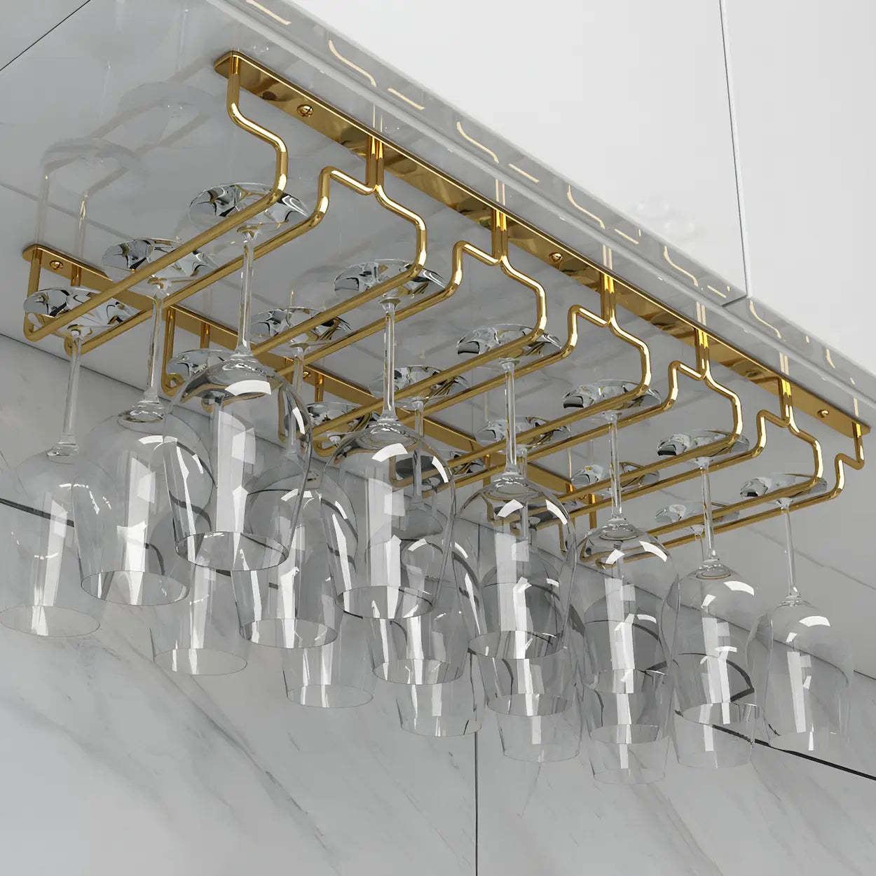 Gold Metal Hanging Wine Glass Rack