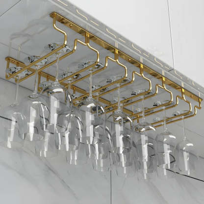 Gold Metal Hanging Wine Glass Rack
