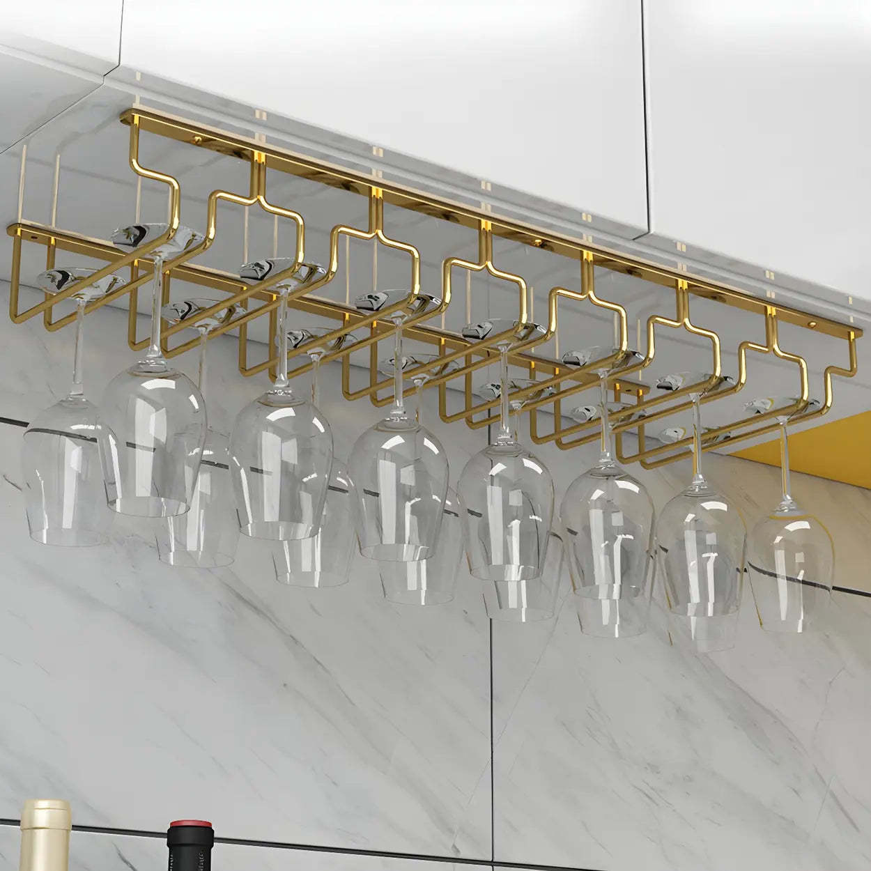 Gold Metal Hanging Wine Glass Rack