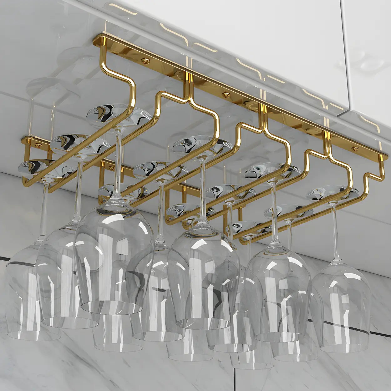 Gold Metal Hanging Wine Glass Rack