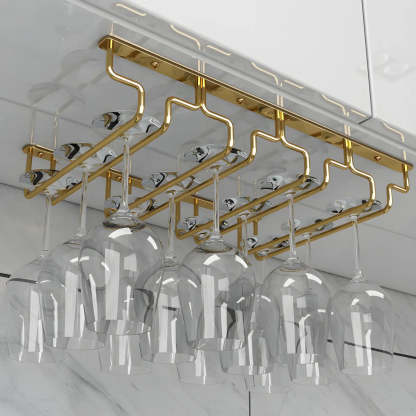 Gold Metal Hanging Wine Glass Rack