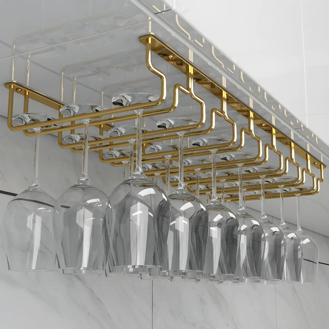 Gold Metal Hanging Wine Glass Rack