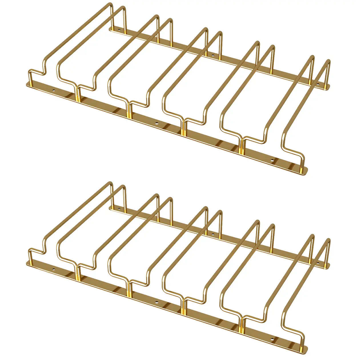 Gold Metal Hanging Wine Glass Rack — 2 Piece Set