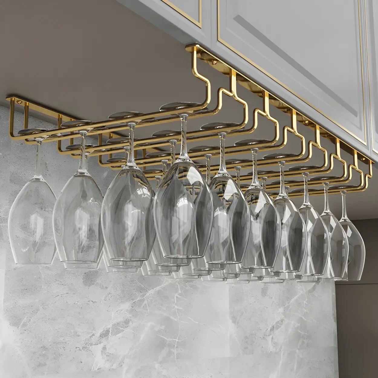 Gold Metal Hanging Wine Glass Rack