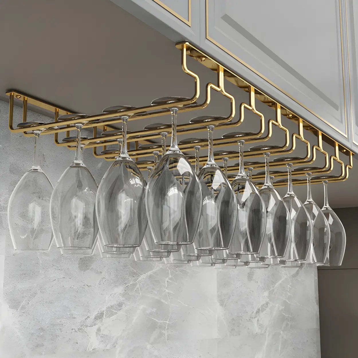 Gold Metal Hanging Wine Glass Rack