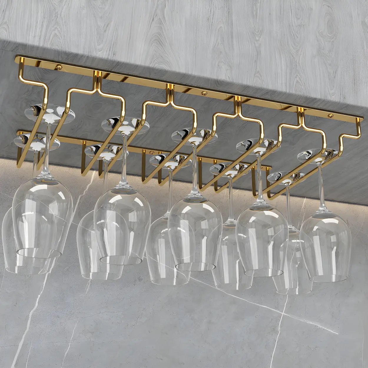 Gold Metal Hanging Wine Glass Rack — 1 Piece