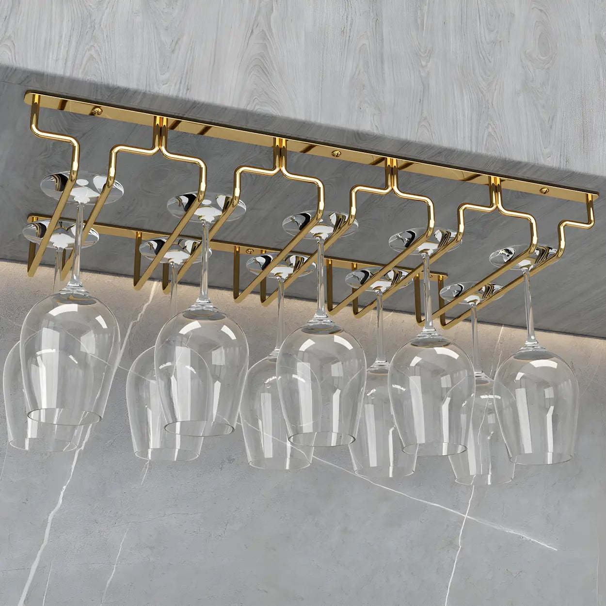 Gold Metal Hanging Wine Glass Rack — 1 Piece