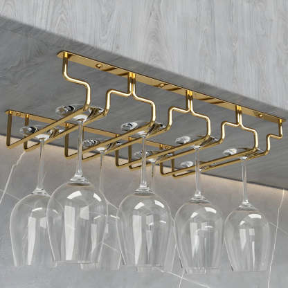 Gold Metal Hanging Wine Glass Rack — 2 Piece Set