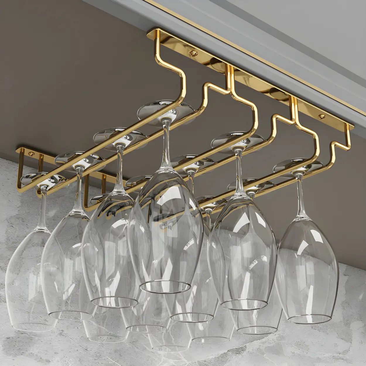 Gold Metal Hanging Wine Glass Rack — 1 Piece