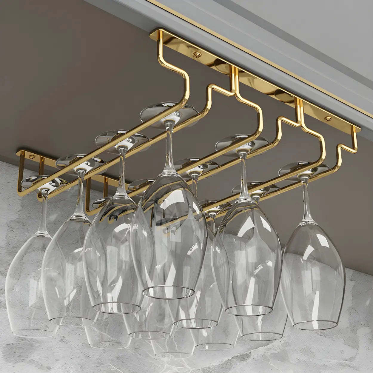 Gold Metal Hanging Wine Glass Rack — 1 Piece