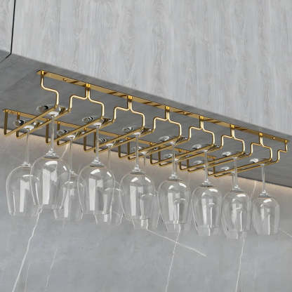 Gold Metal Hanging Wine Glass Rack — 2 Piece Set