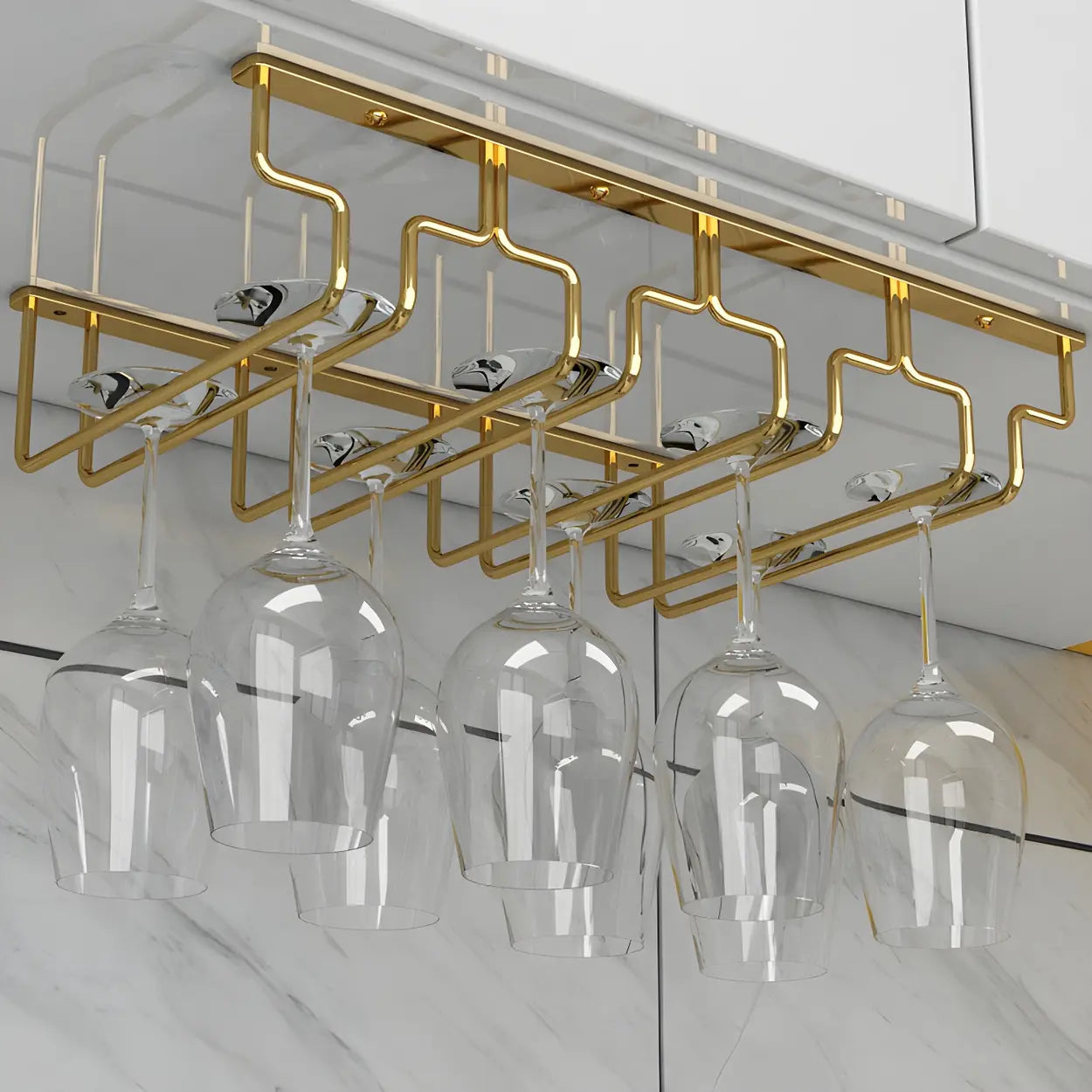 Gold Metal Hanging Wine Glass Rack — 1 Piece