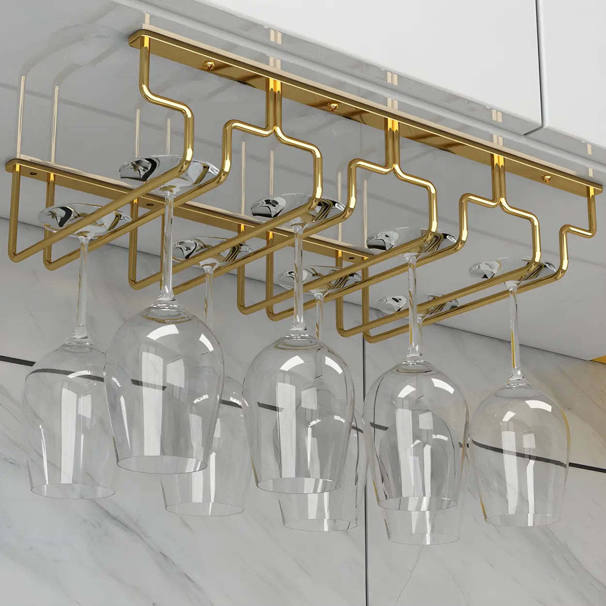 Gold Metal Hanging Wine Glass Rack — 1 Piece