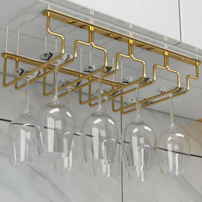 Gold Metal Hanging Wine Glass Rack — 1 Piece