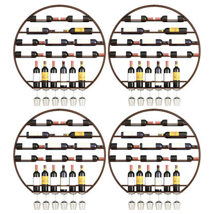 Gold Round Iron Floating Wall Wine Rack