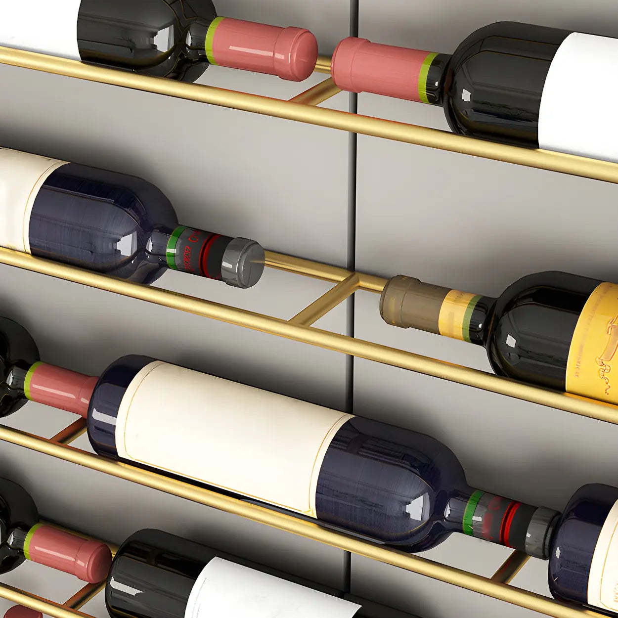 Gold Round Iron Floating Wall Wine Rack