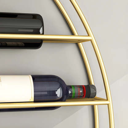Gold Round Iron Floating Wall Wine Rack
