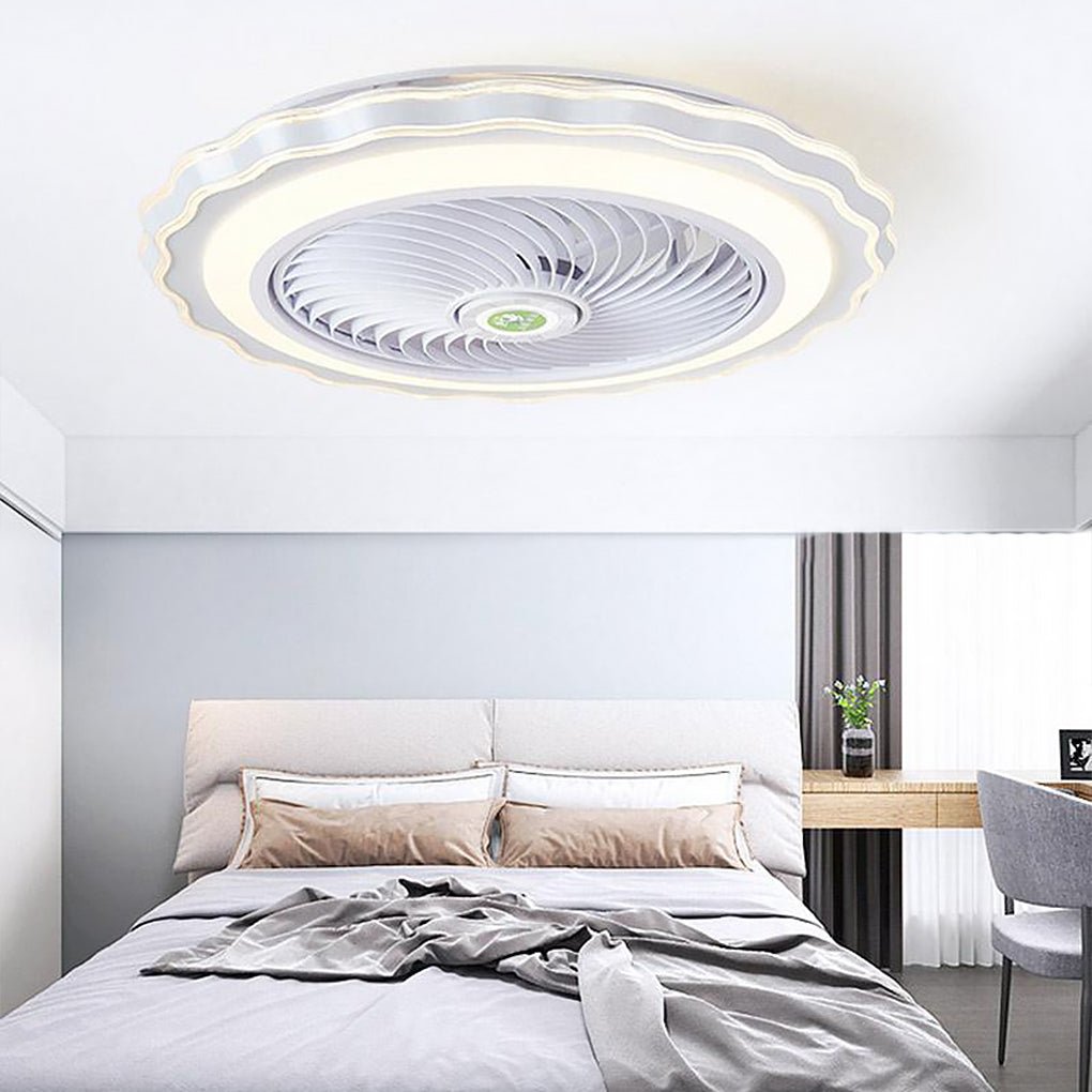 White modern bladeless crown ceiling fans