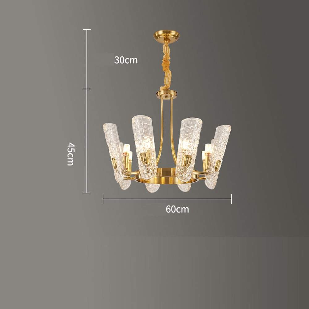 8-light LED Electroplated Metal Glass Gold Classic Chandelier Pendant Lighting-Lighom