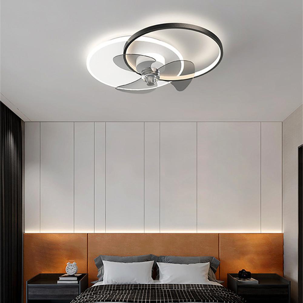 24" LED Circle Flush Mount Bedroom Ceiling Fan Dimmable