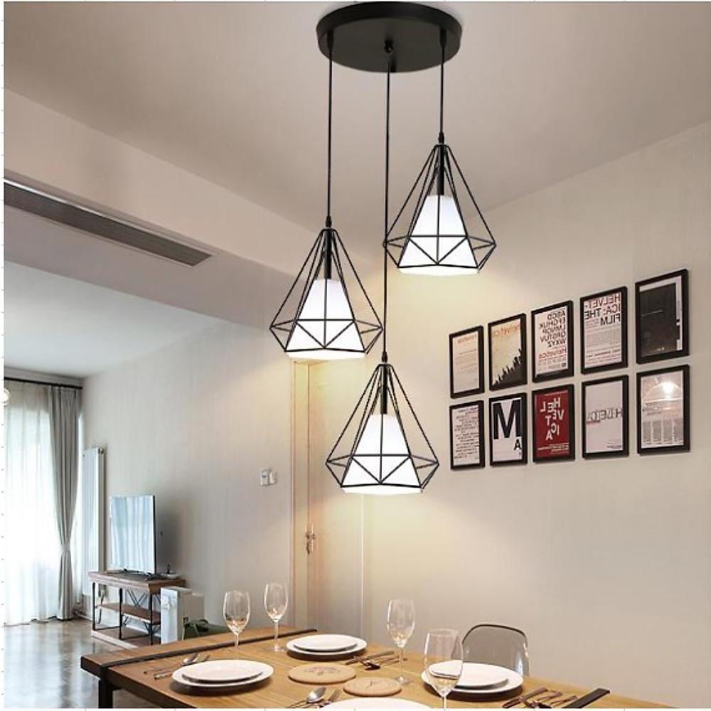 Geometric Lantern Metal Fabric Island Pendant