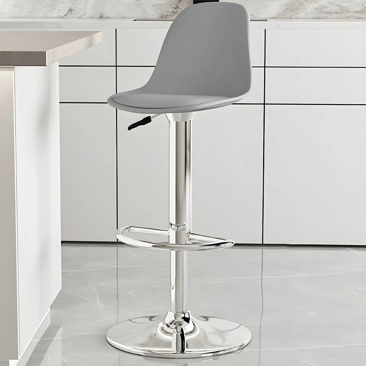 Black leather bar & counter stools - leather — Set of 2