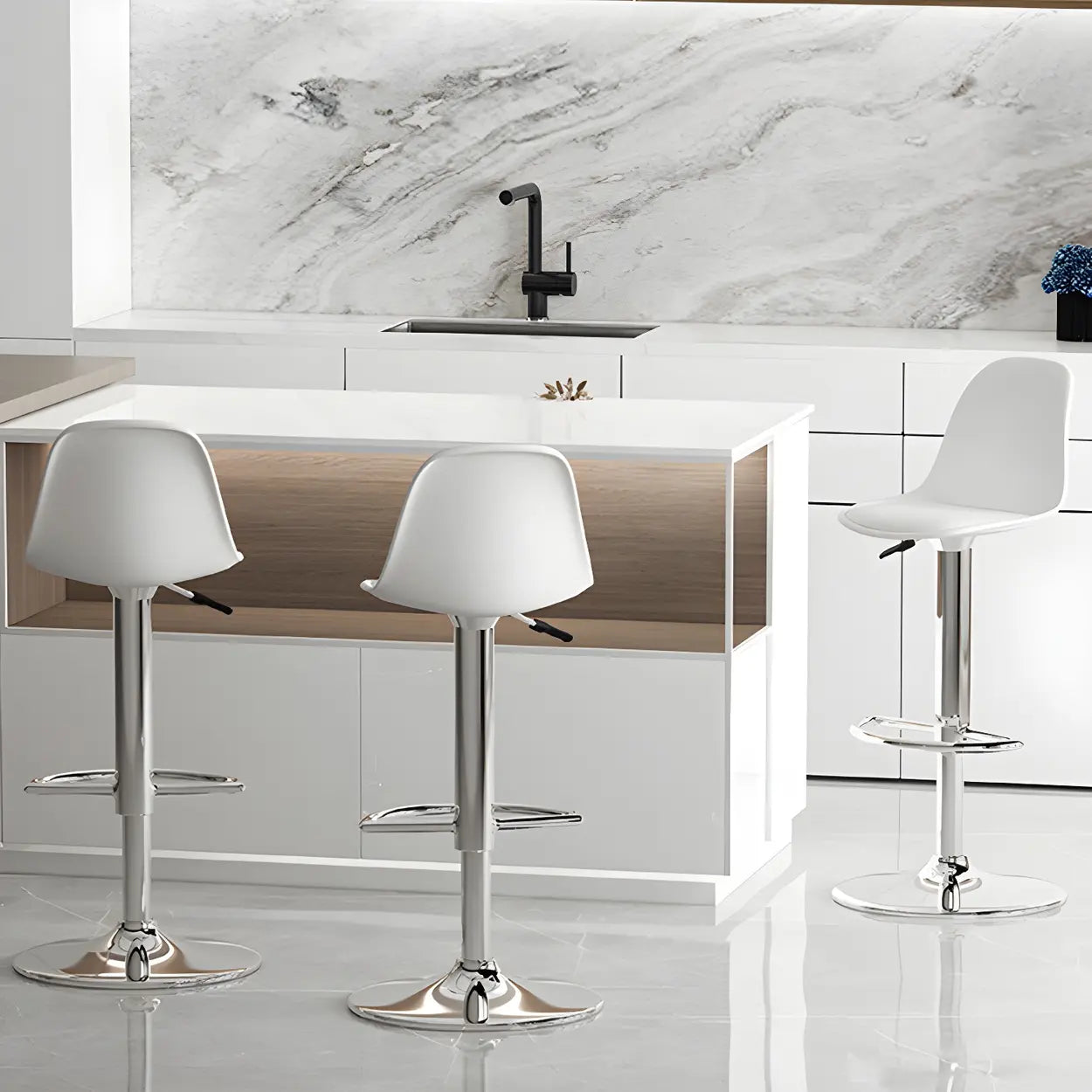 Adjustable Swivel Leather Bar Stool