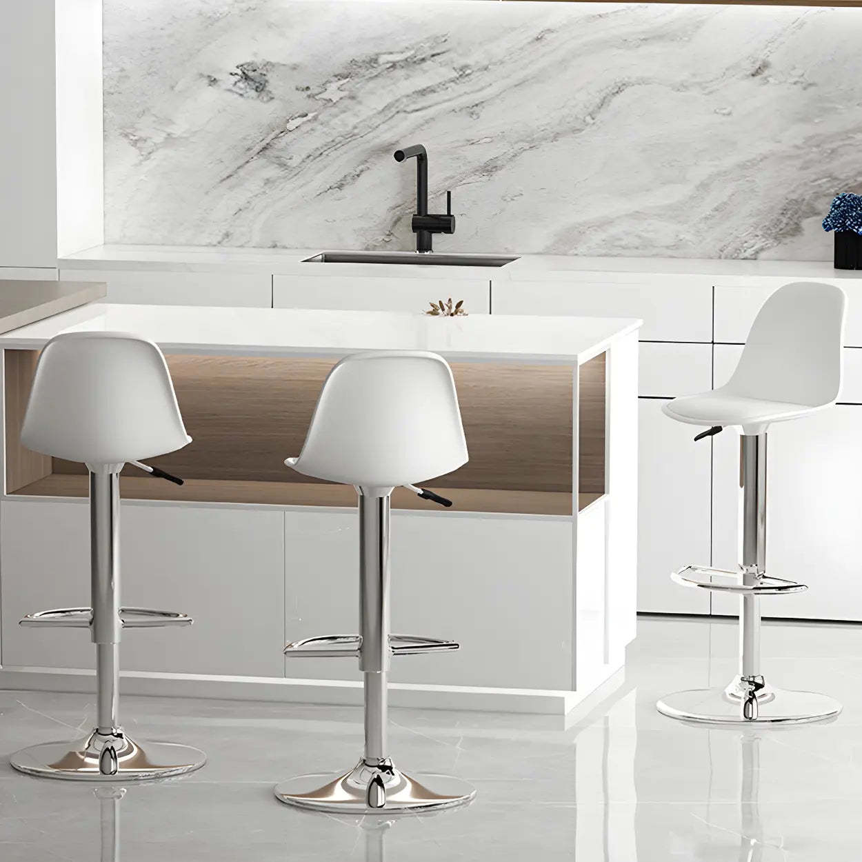 Adjustable Swivel Leather Bar Stool