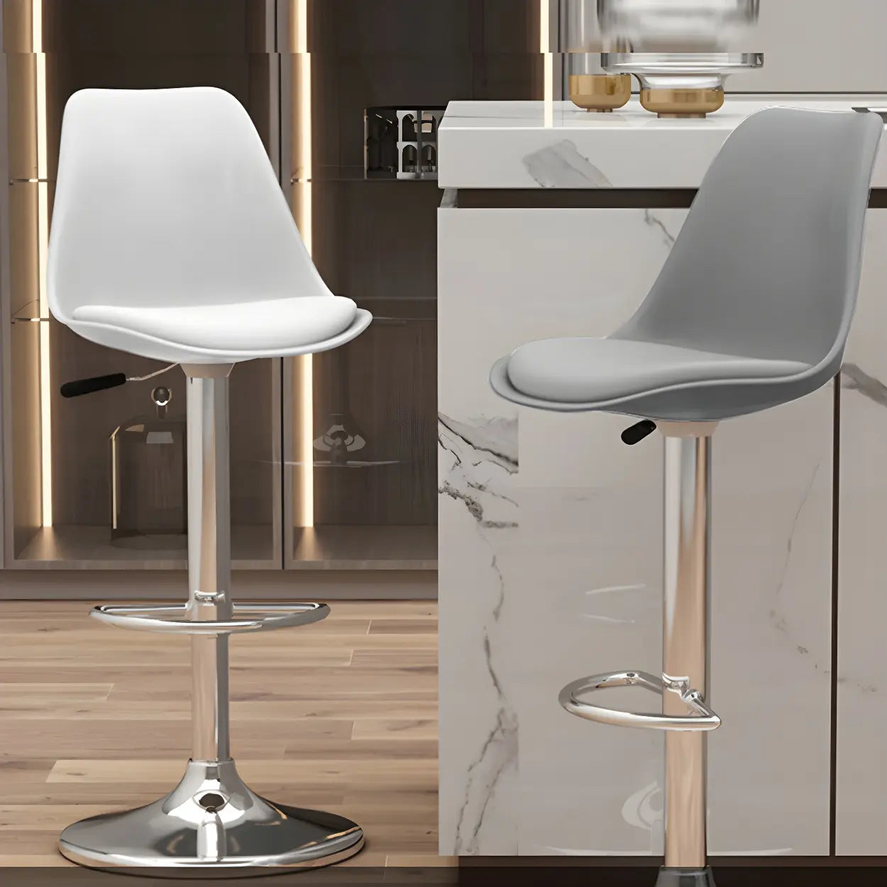 Adjustable Swivel Leather Bar Stool
