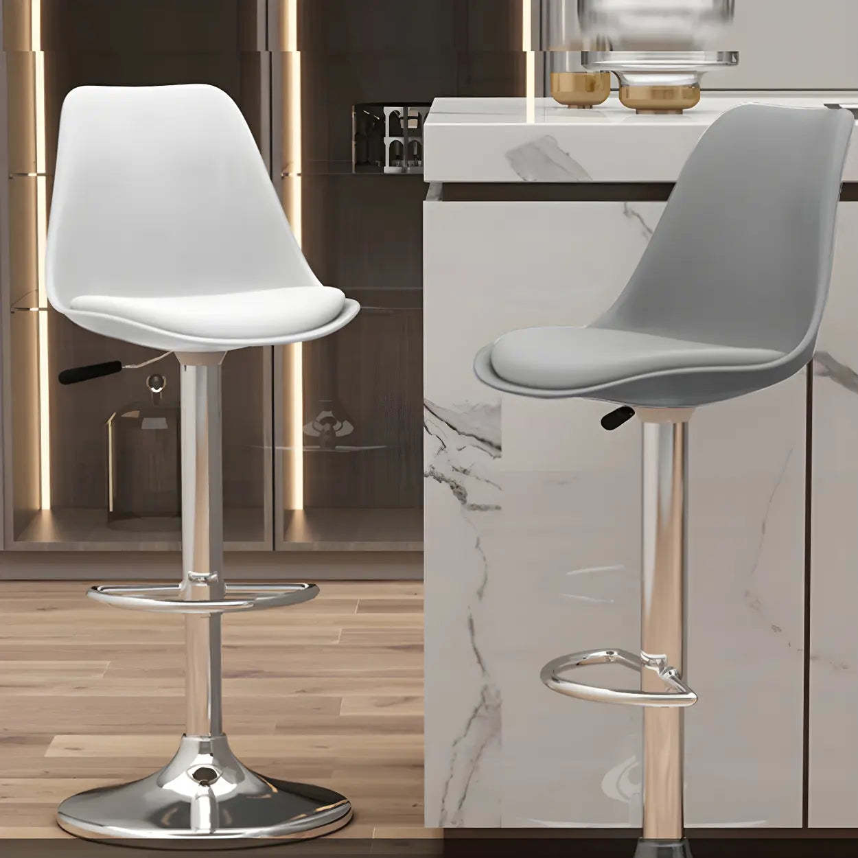 Adjustable Swivel Leather Bar Stool